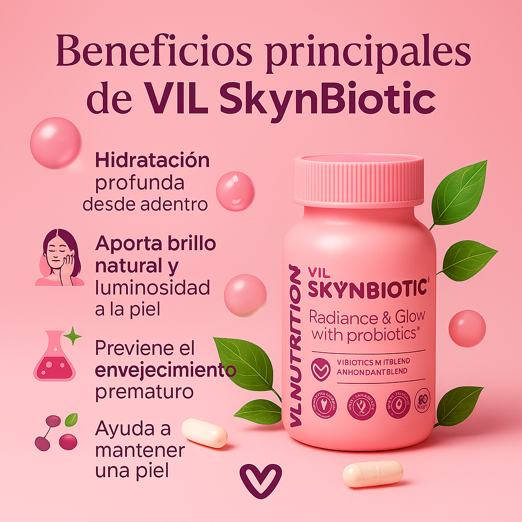 VIL SkYnBiotic™ – El probiótico que ilumina tu piel desde adentro.